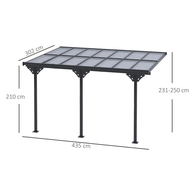 Pergola Adossée Aluminium 4,5 x 3 m Toit en Polycarbonate