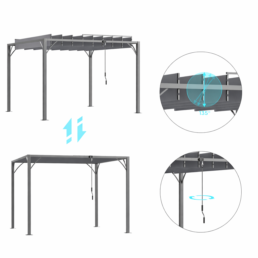 Pergola Bioclimatique 4 x 3 m Aluminium avec Lames Orientables