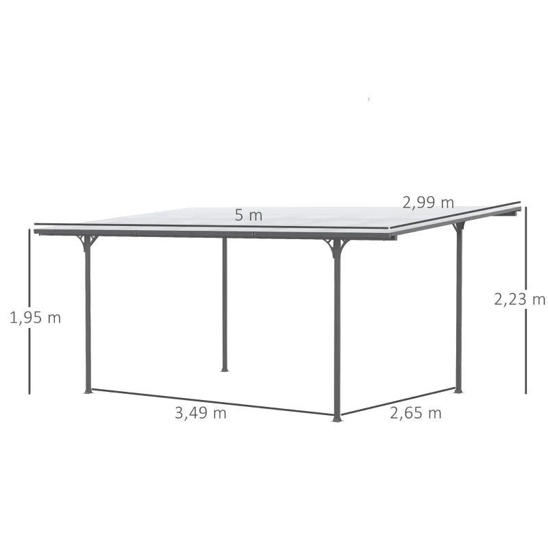 Pergola en Aluminium Rigide avec Toit Polycarbonate 500 x 299